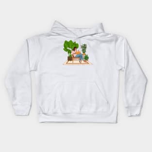 Reading with plants 3 Kids Hoodie